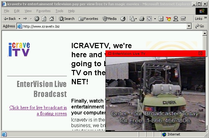 iCravetv Transmits an Ad for Entervision software - July 18, 2002