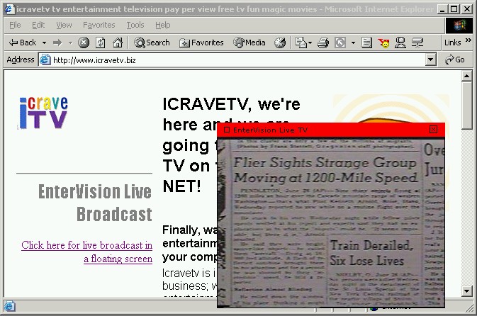 iCravetv Transmits UFO documentary - July 23, 2002