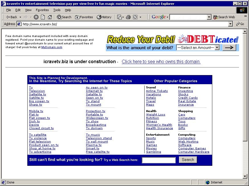 iCravetv Becomes and 'Under Construction' Page - August 12, 2002