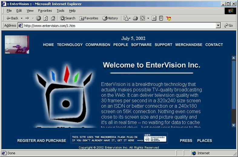 Entervision transmission of an office and desk - July 5, 2002