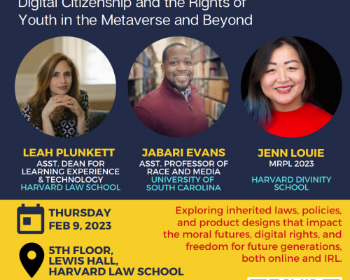 Student Salon Series: Moral Futurism: Digital Citizenship and the Rights of Youth in the Metaverse and Beyond