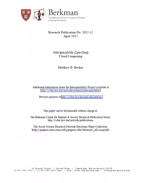 Interoperability Case Study: Cloud Computing