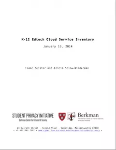 K-12 Edtech Cloud Service Inventory 